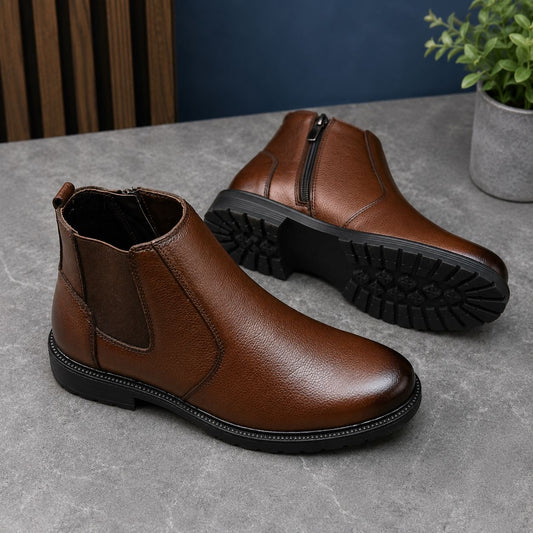 Original Cow Leather Chelsea Boot – Soft, Comfort, Gorgeous looks Chocolate Color (421)