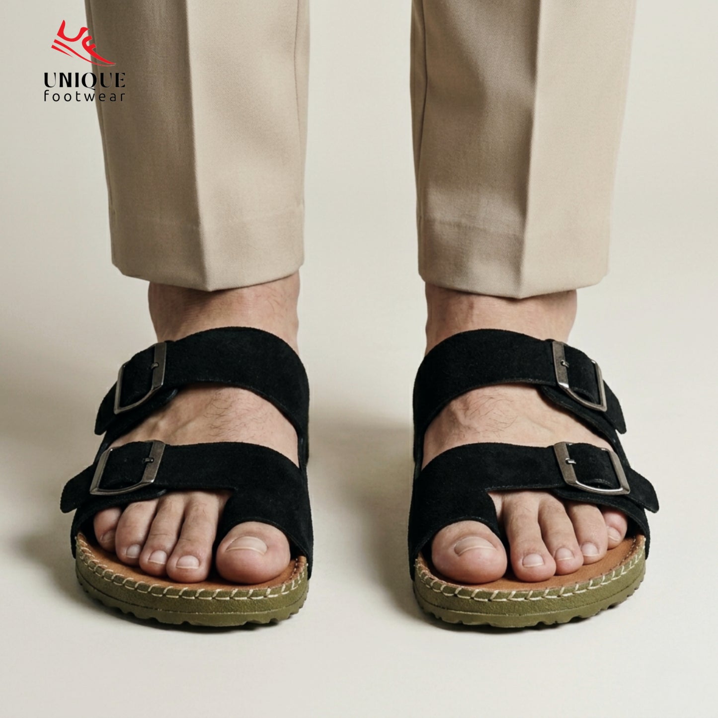 Premium Suede Sandal Black (510)