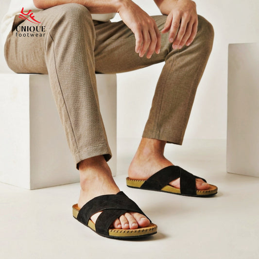 Premium Suede Sandal Black (512)