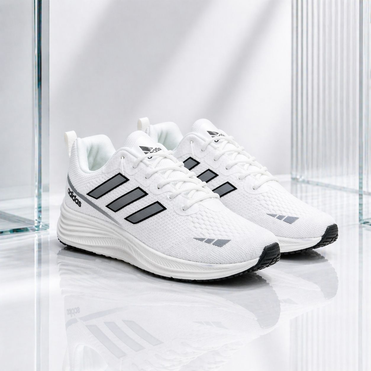 (Free Lace) Summer Friendly Premium Quality Sneakers White (490)