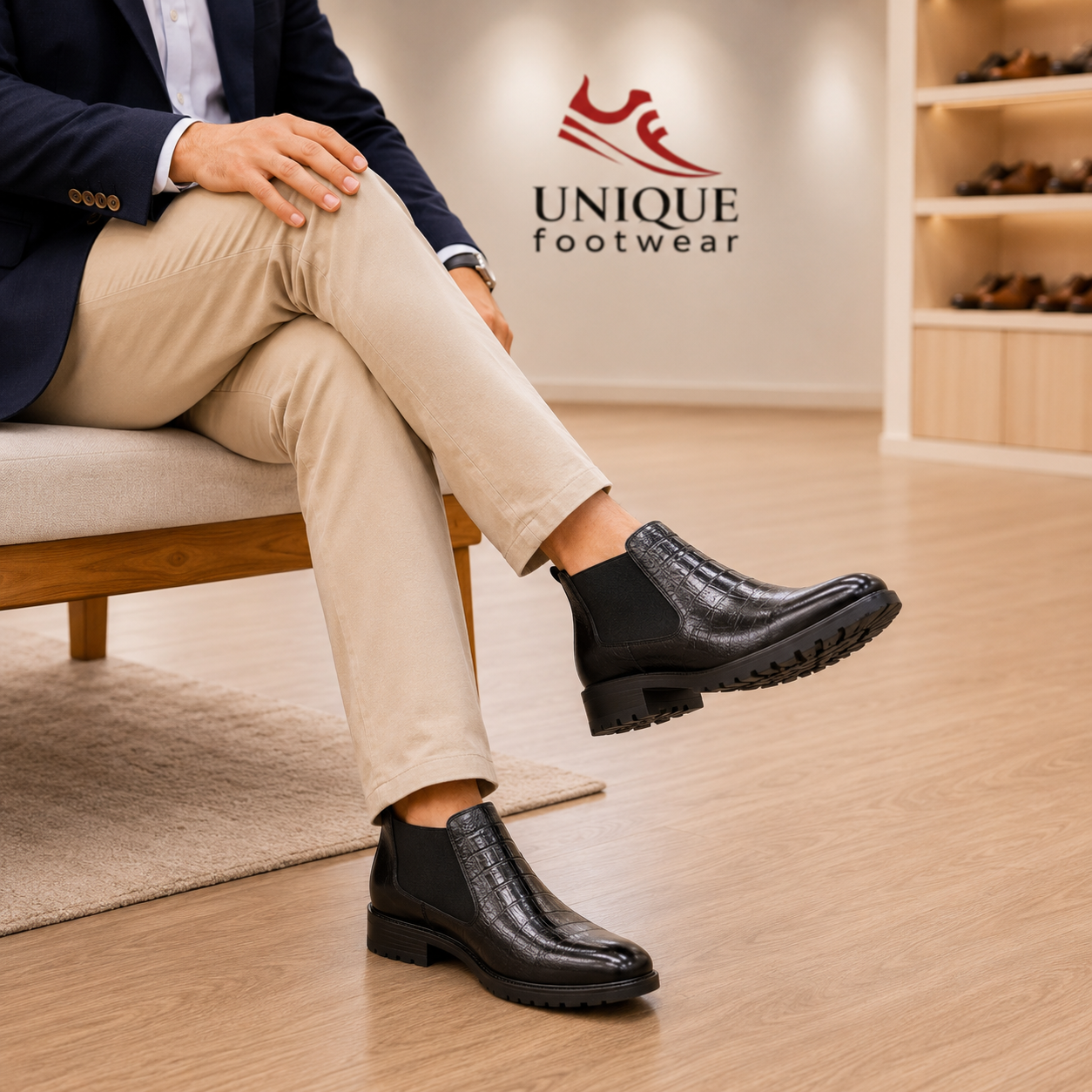 Premium Cow Leather Croc-Textured Luxury Chelsea Boot (579)