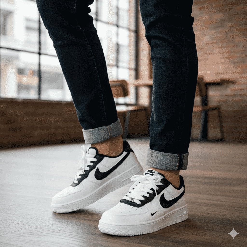 AIR Force 1 Premium Inspired Sneakers (Imported Quality) WHITE BLACK (S-326)