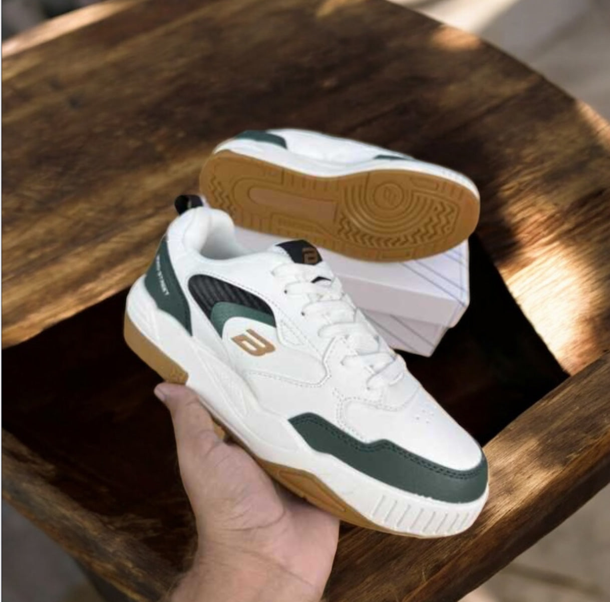 Bond Street Premium Sneaker White Green (S-309)