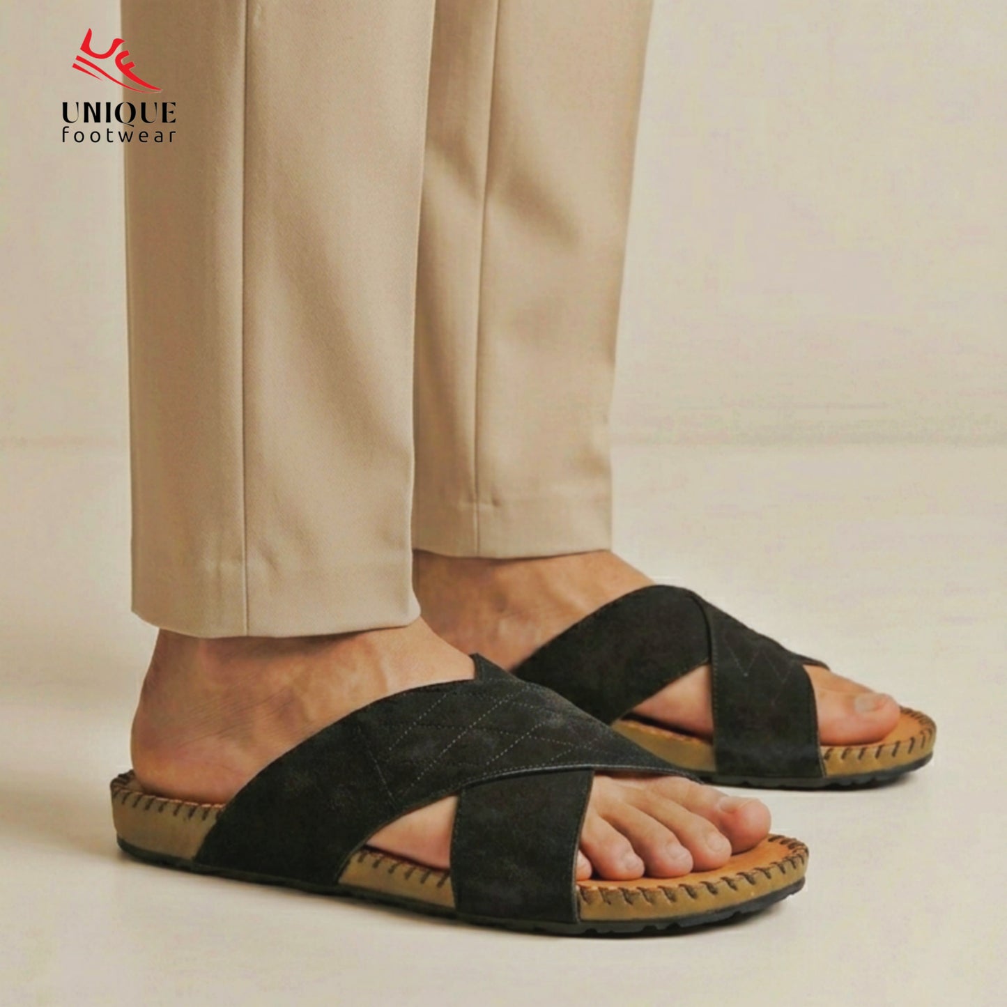 Premium Suede Sandal Black (512)
