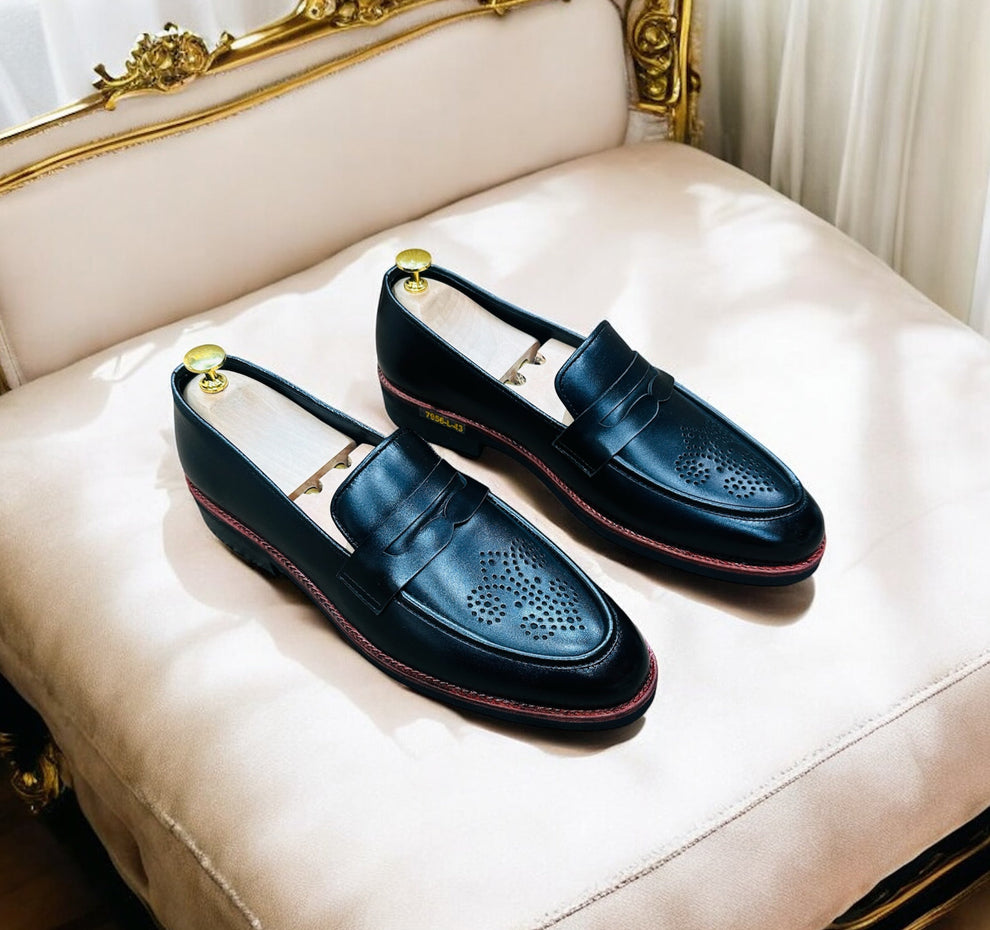Luxury Handmade Chunky Loafer Genuine Cow Leather (453) – Unique Footwears