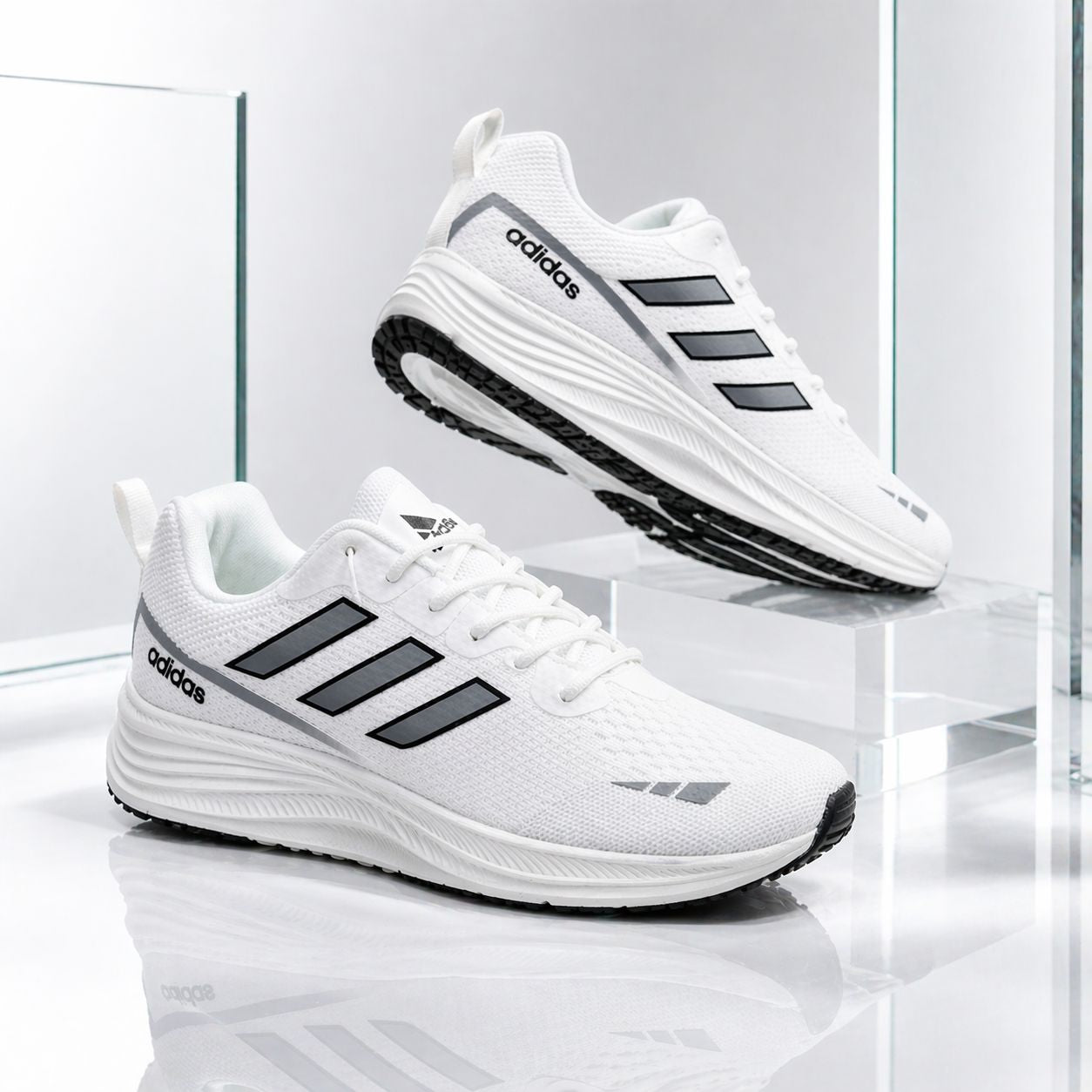 (Free Lace) Summer Friendly Premium Quality Sneakers White (490)