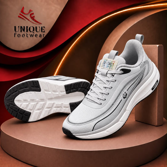 Lightweight Comfortable Branded Sneakers Light Grey (608)