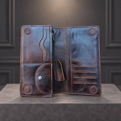 Genuine Cow Leather Luxury Long Wallet Chocolate Color (621)