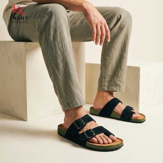 Premium Suede Sandal Black (510)