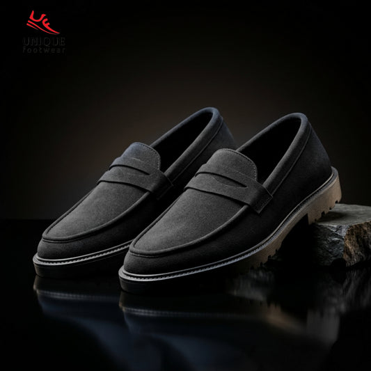 Verona Classy Suede Chunky Loafer - Black (496)