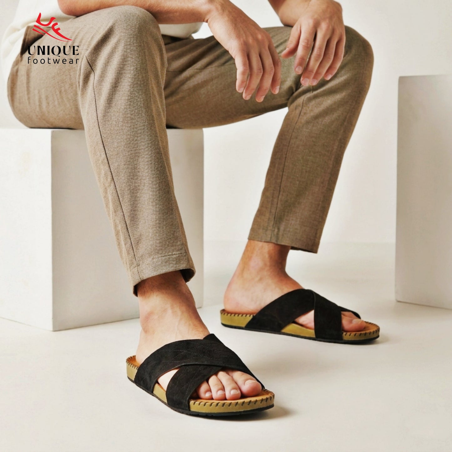 Premium Suede Sandal Black (512)