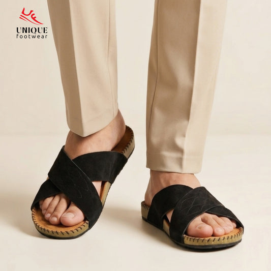 Premium Suede Sandal Black (512)