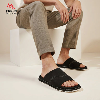 Premium Suede Leather Sandal Black (507)