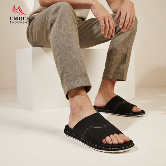Premium Suede Leather Sandal Black (507)