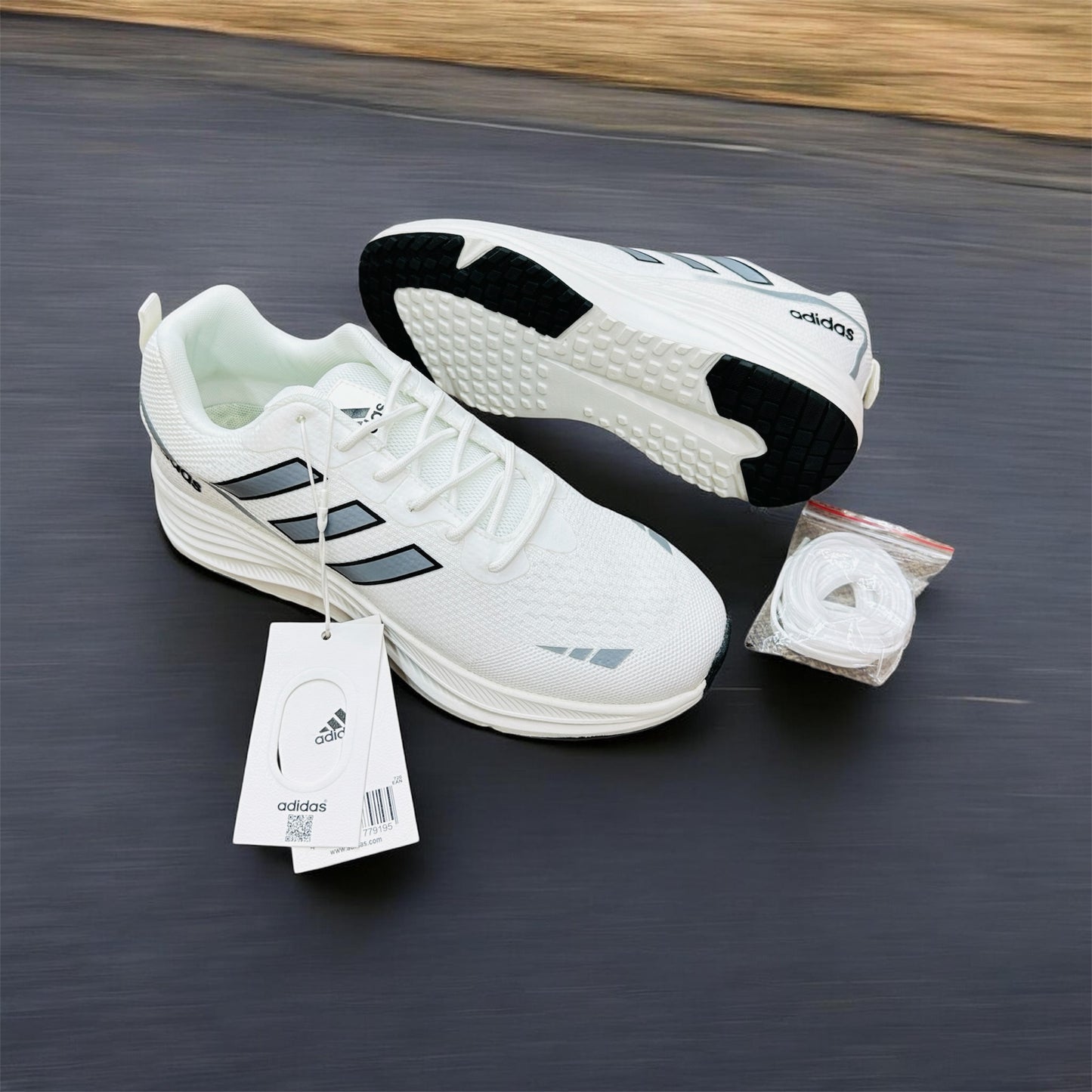 (Free Lace) Summer Friendly Premium Quality Sneakers White (490)