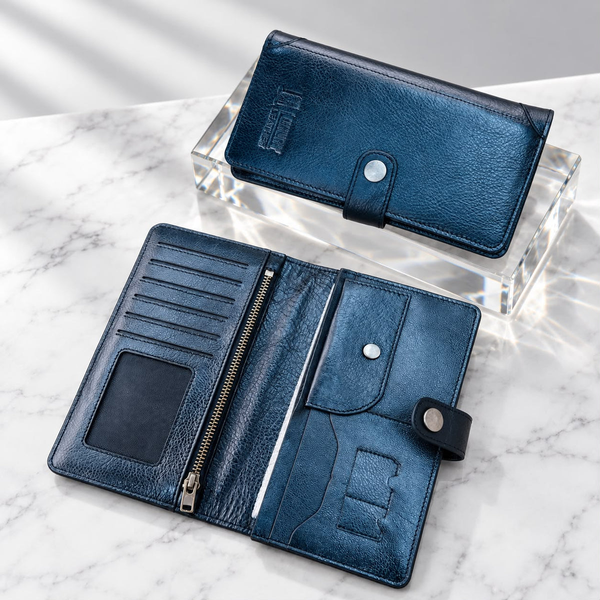 Genuine Leather Luxury Long Wallet Black Color (201)