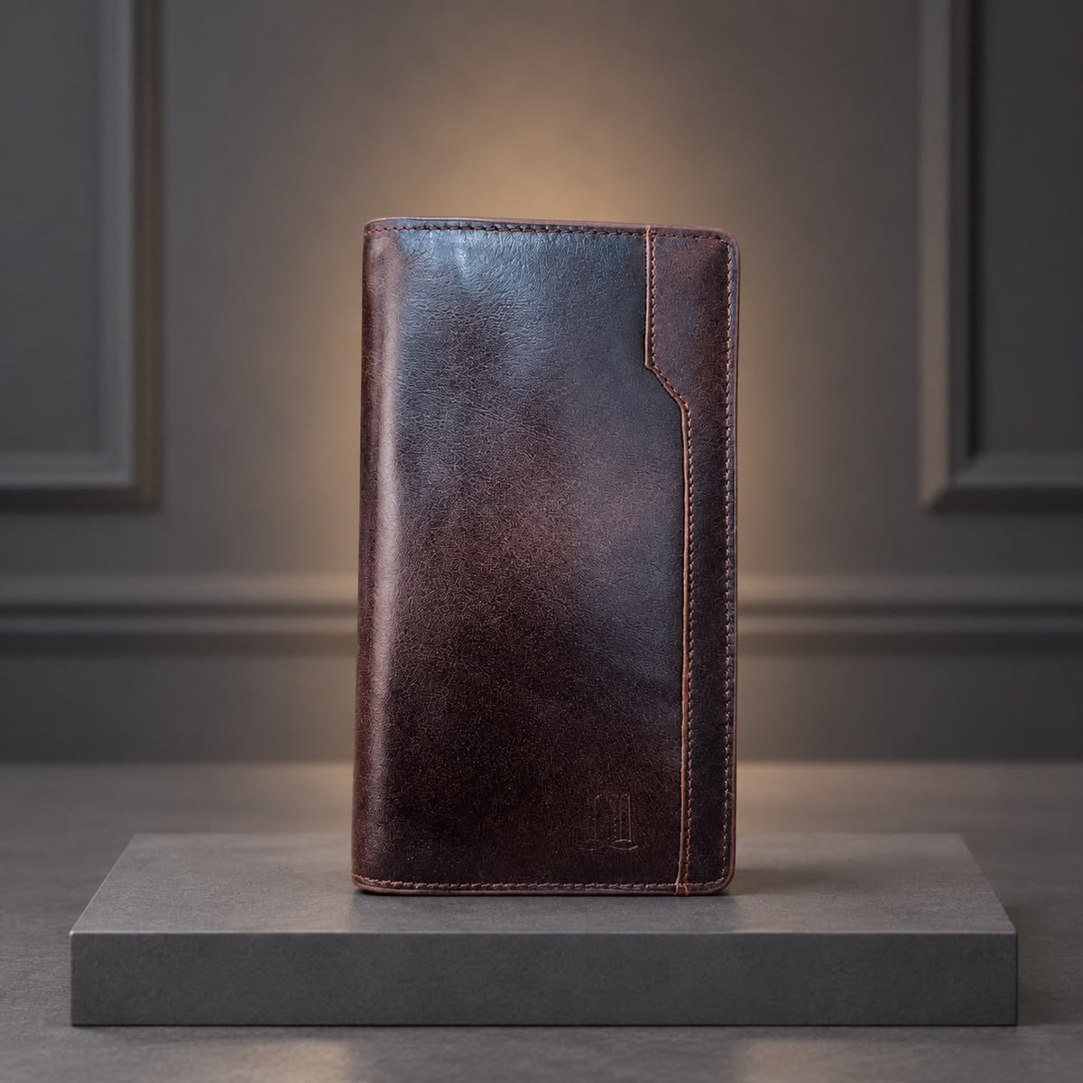Genuine Cow Leather Luxury Long Wallet Chocolate Color (621)