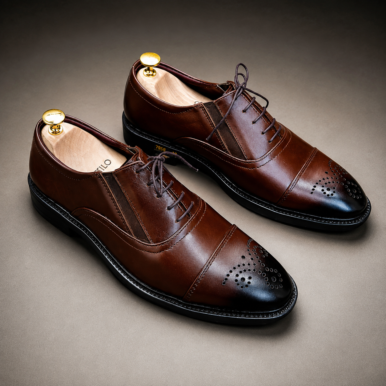 Genuine Cow Leather Oxford Formal Shoes –Chocolate (456)