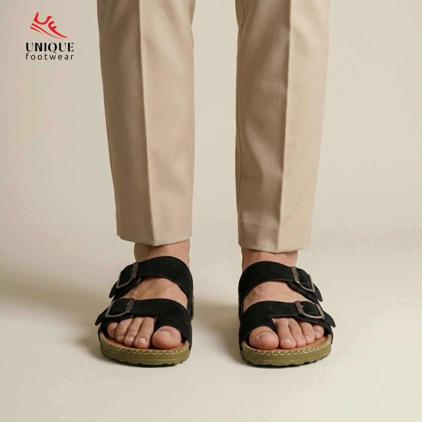 Premium Suede Sandal Black (510)