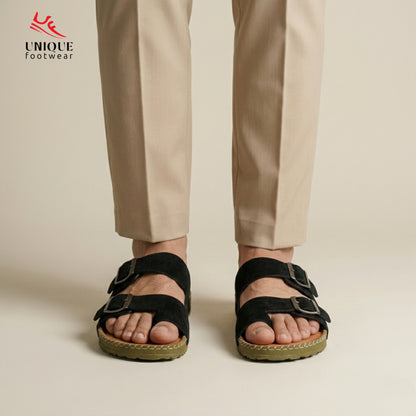 Premium Suede Sandal Black (510)