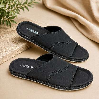 Premium Suede Leather Sandal Black (507)
