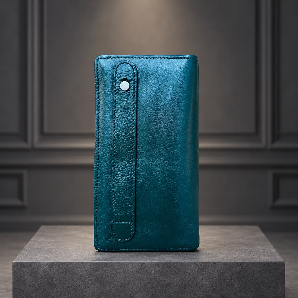 Genuine Cow Leather Luxury Long Wallet Olive Color (620)