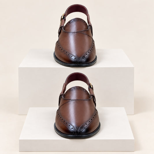 Genuine Cow Leather Kabuli Shoes-(618)