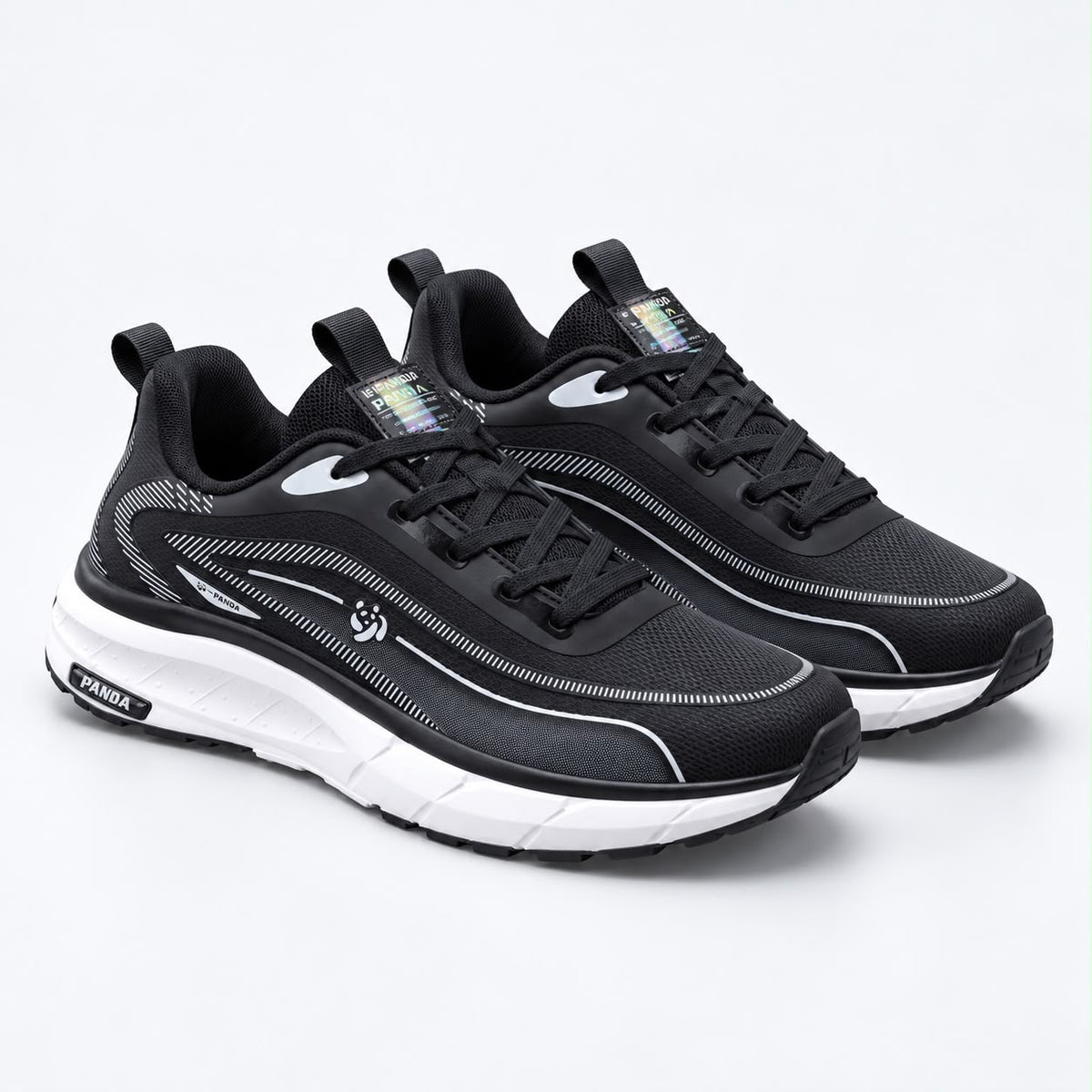 Lightweight Comfortable Branded Sneakers Black (602)