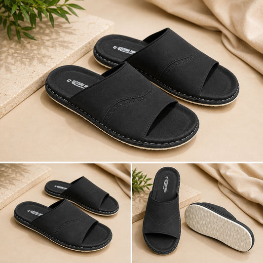 Premium Suede Leather Sandal Black (507)