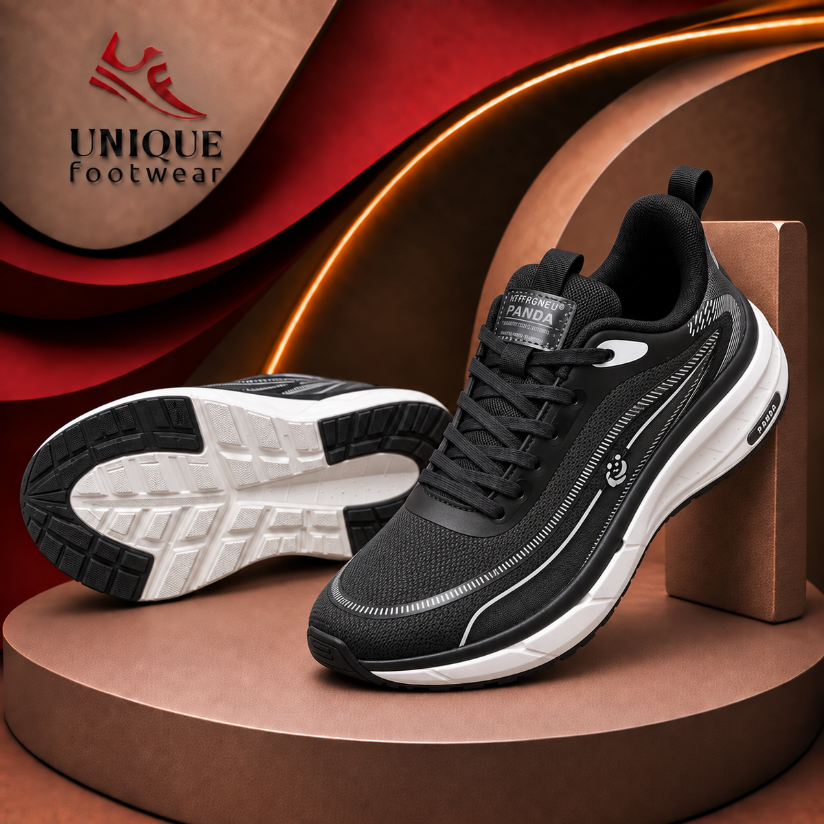 Lightweight Comfortable Branded Sneakers Black (602)