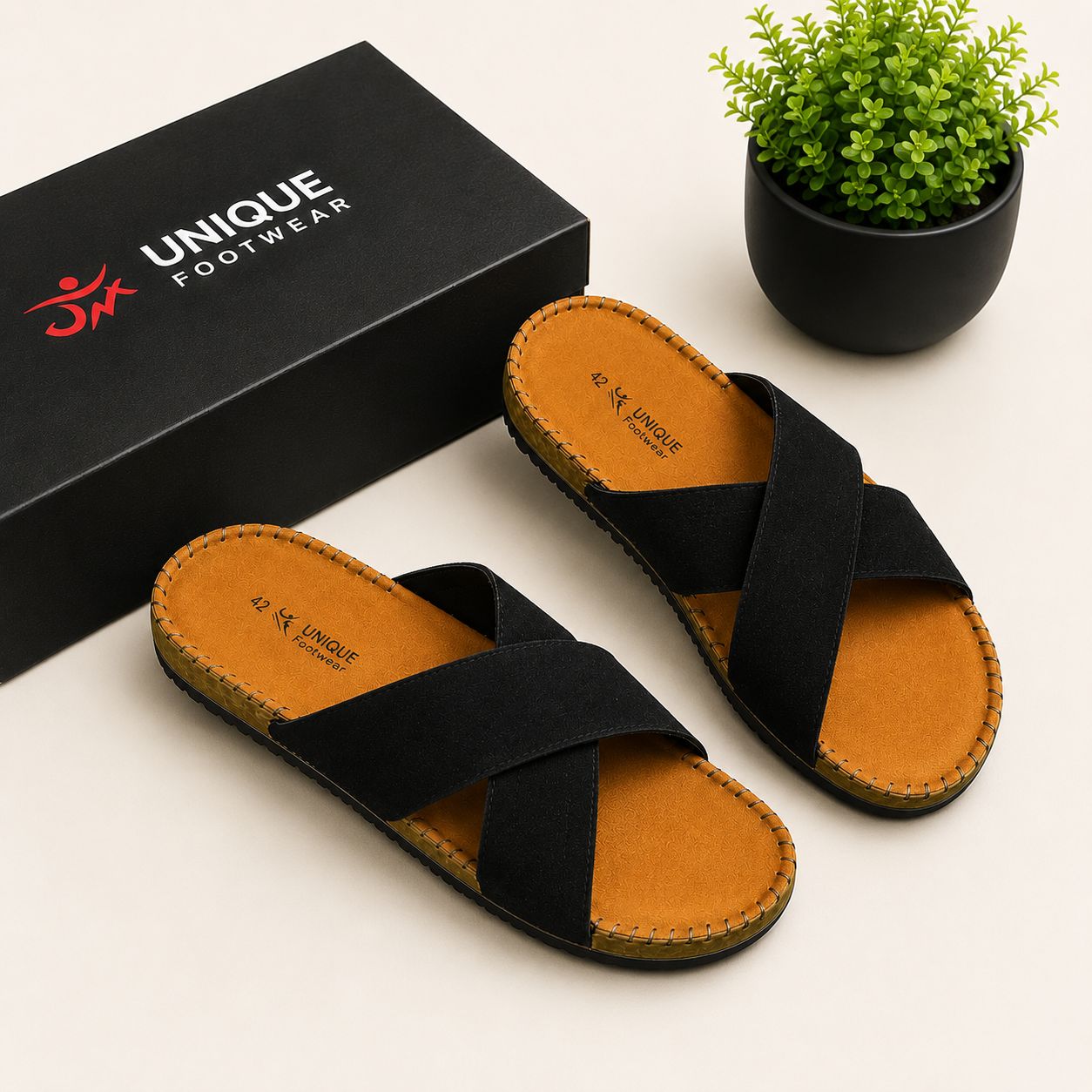 Premium Suede Sandal Black (512)