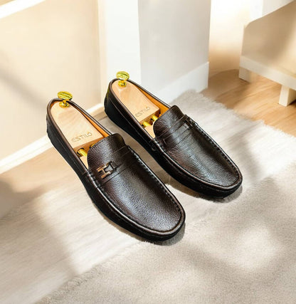Cow Leather Loafer Chocolate Color with Free Socks (L-22)