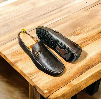 Cow Leather Loafer Chocolate Color with Free Socks (L-22)