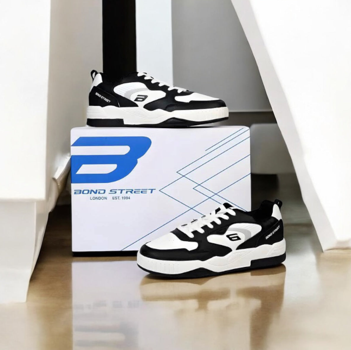 Bond Street Premium Sneaker White Black (S-310)